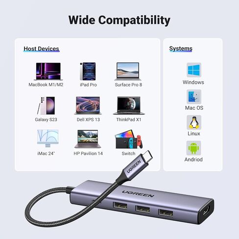 UGREEN Revodok USB C Hub 5 in 1 Multiport Adapter 4K HDMI, 100W Power Delivery, 3 x USB A 3.0 5Gbps USB C Dongle for MacBook Pro/Air, iPad Pro, iMac, iPhone 15 Pro/Pro Max, XPS, Thinkpad in Saudi Arabia