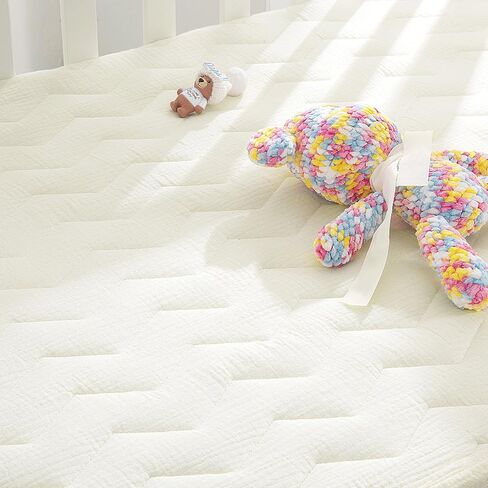 HOMBYS Thick Quilted Muslin Crib Sheets for Girls and Boys, Extra Soft 100% Cotton Gauze Fitted Baby Toddler Standard Size Bed Mattress-52 x28 x9-Breathable & Comfortable in Saudi Arabia
