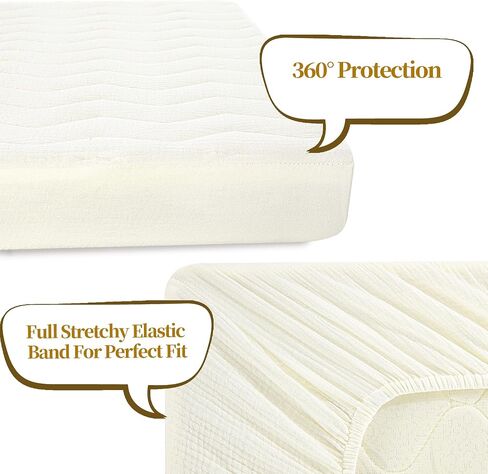 HOMBYS Thick Quilted Muslin Crib Sheets for Girls and Boys, Extra Soft 100% Cotton Gauze Fitted Baby Toddler Standard Size Bed Mattress-52 x28 x9-Breathable & Comfortable in Saudi Arabia