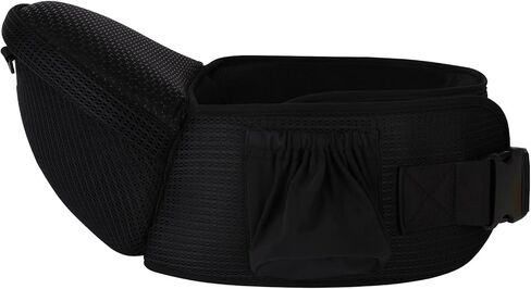 حاملة الأطفال من بيبي بامور لحديثي الولادة وحتى الأطفال الصغار بمقعد الورك من 0 إلى 36 شهرًا مع غطاء للرأس، 3 قطع من وسادات التسنين، وموسع الخصر، أسود in Kuwait