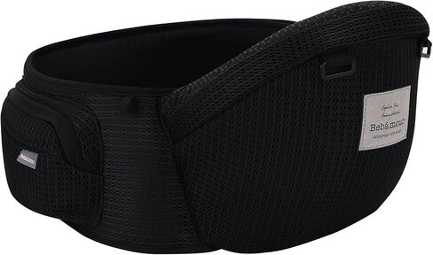 حاملة الأطفال من بيبي بامور لحديثي الولادة وحتى الأطفال الصغار بمقعد الورك من 0 إلى 36 شهرًا مع غطاء للرأس، 3 قطع من وسادات التسنين، وموسع الخصر، أسود in Kuwait