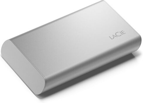 محرك الأقراص الصلبة الخارجي LaCie SSD المحمول بسعة 2 تيرابايت - USB-C، USB 3.2 Gen 2، سرعات تصل إلى 1050 ميجابايت/ثانية، فضي القمر، لأجهزة Mac PC وiPad، مع خدمات الإنقاذ (STKS2000400) (متجدد) in Saudi Arabia