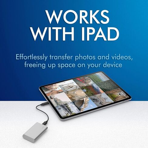محرك الأقراص الصلبة الخارجي LaCie SSD المحمول بسعة 2 تيرابايت - USB-C، USB 3.2 Gen 2، سرعات تصل إلى 1050 ميجابايت/ثانية، فضي القمر، لأجهزة Mac PC وiPad، مع خدمات الإنقاذ (STKS2000400) (متجدد) in Saudi Arabia