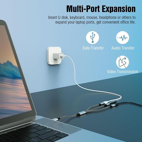 TiMOVO USB C Splitter Cable, USB C Male to 3 USB C Female Adapter with Fast Charging, Data Transfer, 3 in 1 OTG Type C Cord Converter for iPhone 15/15 Pro/15 Pro Max/15 Plus, iPad Pro/Air, Mac,Samsung in Saudi Arabia