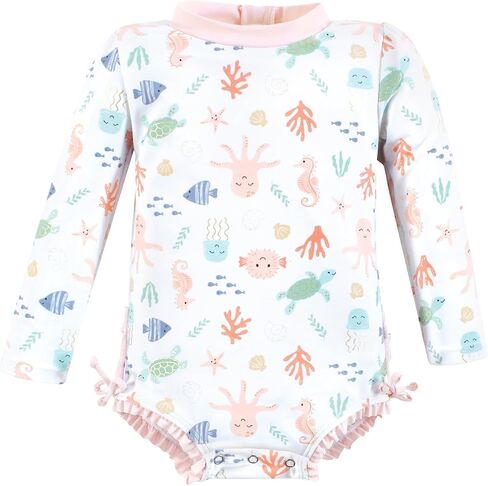 بدلة سباحة Hudson Baby Baby Girl's Rashguard للأطفال الصغار، بحر باستيل، 6-9 أشهر in Saudi Arabia
