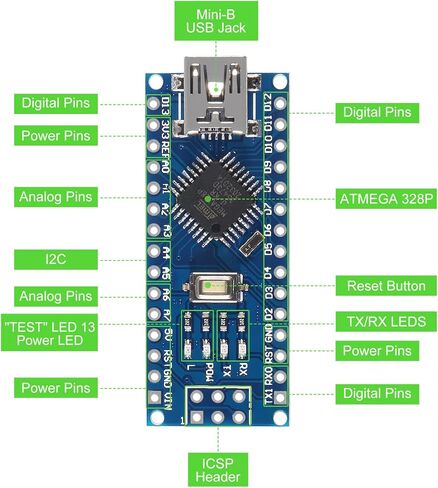 for Nano V3.0 ATmega328P Nano Board CH340 5V 16M Microcontroller Board, Compatible with Arduino Electronics Development Board Nano 328P Nano 3.0 in Saudi Arabia