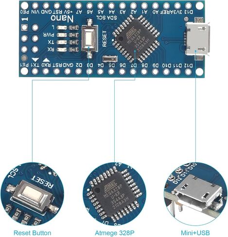 for Nano V3.0 ATmega328P Nano Board CH340 5V 16M Microcontroller Board, Compatible with Arduino Electronics Development Board Nano 328P Nano 3.0 in Saudi Arabia