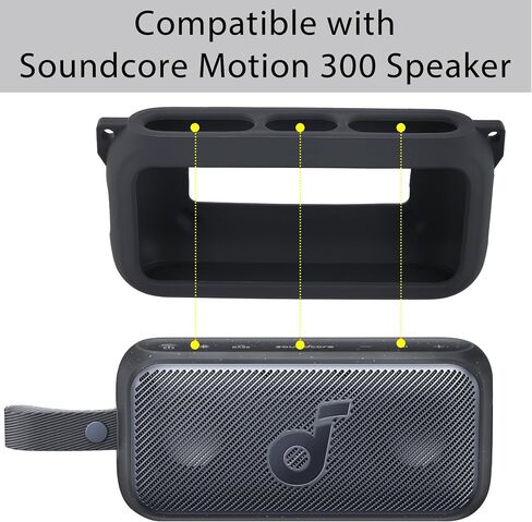 حافظة من السيليكون الناعم co2CREA متوافقة مع مكبر الصوت المحمول Anker Soundcore Motion 300 اللاسلكي عالي الدقة، غطاء أسود in Saudi Arabia