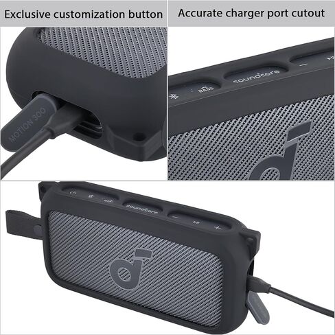 حافظة من السيليكون الناعم co2CREA متوافقة مع مكبر الصوت المحمول Anker Soundcore Motion 300 اللاسلكي عالي الدقة، غطاء أسود in Saudi Arabia