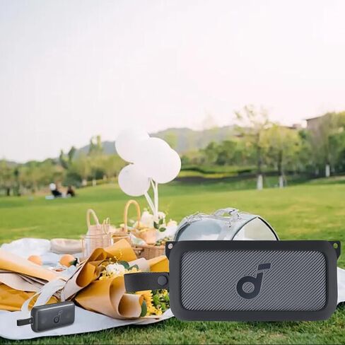 حافظة من السيليكون الناعم co2CREA متوافقة مع مكبر الصوت المحمول Anker Soundcore Motion 300 اللاسلكي عالي الدقة، غطاء أسود in Saudi Arabia