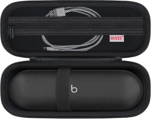 حقيبة حمل BOVKE متوافقة مع مكبر صوت بلوتوث لاسلكي Beats Pill، حقيبة حامل مكبر صوت محمولة من Beats Pill مع جيب شبكي إضافي لكابلات الشحن، أسود in Kuwait