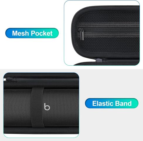 حقيبة حمل BOVKE متوافقة مع مكبر صوت بلوتوث لاسلكي Beats Pill، حقيبة حامل مكبر صوت محمولة من Beats Pill مع جيب شبكي إضافي لكابلات الشحن، أسود in Kuwait
