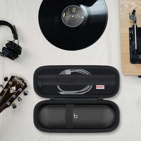 حقيبة حمل BOVKE متوافقة مع مكبر صوت بلوتوث لاسلكي Beats Pill، حقيبة حامل مكبر صوت محمولة من Beats Pill مع جيب شبكي إضافي لكابلات الشحن، أسود in Kuwait