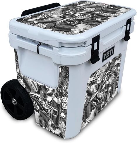 Carbon Fiber Skin Compatible with Yeti Roadie 32 Wheeled Cooler - Mono Hip Hop - Premium 3M Vinyl Protective Wrap Decal Cover - Easy to Apply | Crafted in The USA by MightySkins in Saudi Arabia