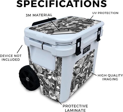 Carbon Fiber Skin Compatible with Yeti Roadie 32 Wheeled Cooler - Mono Hip Hop - Premium 3M Vinyl Protective Wrap Decal Cover - Easy to Apply | Crafted in The USA by MightySkins in Saudi Arabia