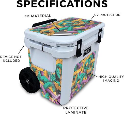 Carbon Fiber Skin Compatible with Yeti Roadie 32 Wheeled Cooler - Mono Hip Hop - Premium 3M Vinyl Protective Wrap Decal Cover - Easy to Apply | Crafted in The USA by MightySkins in Saudi Arabia