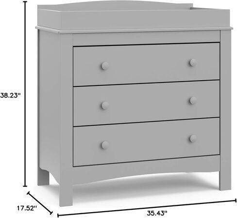 Graco Noah 3 Drawer Chest with Changing Topper (Pebble Gray) – GREENGUARD Gold Certified, Baby Dresser Table Top, for Nursery, Kids in Saudi Arabia