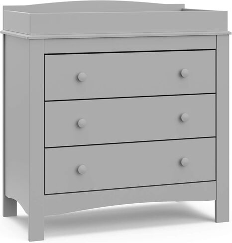 Graco Noah 3 Drawer Chest with Changing Topper (Pebble Gray) – GREENGUARD Gold Certified, Baby Dresser Table Top, for Nursery, Kids in Saudi Arabia