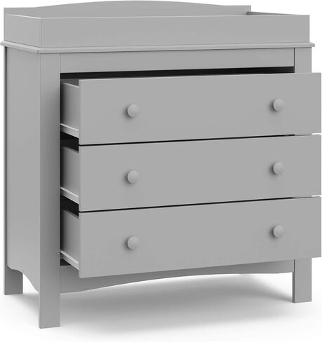 Graco Noah 3 Drawer Chest with Changing Topper (Pebble Gray) – GREENGUARD Gold Certified, Baby Dresser Table Top, for Nursery, Kids in Saudi Arabia