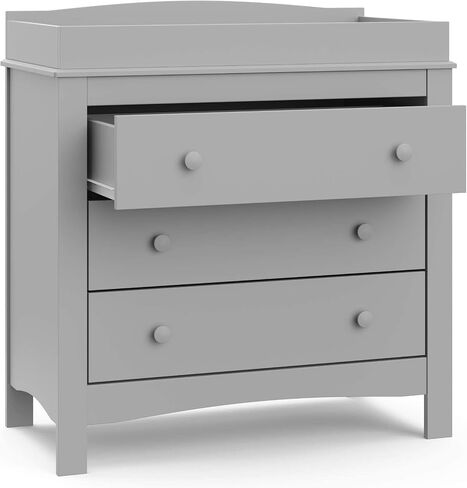 Graco Noah 3 Drawer Chest with Changing Topper (Pebble Gray) – GREENGUARD Gold Certified, Baby Dresser Table Top, for Nursery, Kids in Saudi Arabia