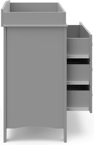 Graco Noah 3 Drawer Chest with Changing Topper (Pebble Gray) – GREENGUARD Gold Certified, Baby Dresser Table Top, for Nursery, Kids in Saudi Arabia