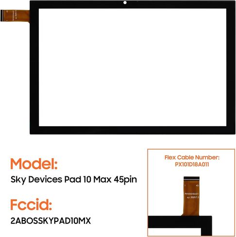 لـ Sky Devices Pad 10 Max استبدال الشاشة 10.1 بوصة لـ Sky Devices Pad 10 Max Touch Screen Digitizer استبدال مستشعر زجاجي مع أدوات 45Pin (PX101D18A011) (156 مم * 238 مم) (الكاميرا على اليسار) in Kuwait