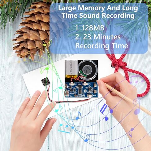 Recorder Module -128MB Push Button Activated Recording Device with Speaker, Type-C Cable, and Recording Capability 23 Minutes for Personalized Greetings, DIY Projects, and Holiday Crafts (Blue) in Kuwait