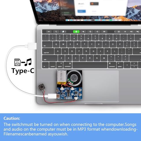 Recorder Module -128MB Push Button Activated Recording Device with Speaker, Type-C Cable, and Recording Capability 23 Minutes for Personalized Greetings, DIY Projects, and Holiday Crafts (Blue) in Kuwait