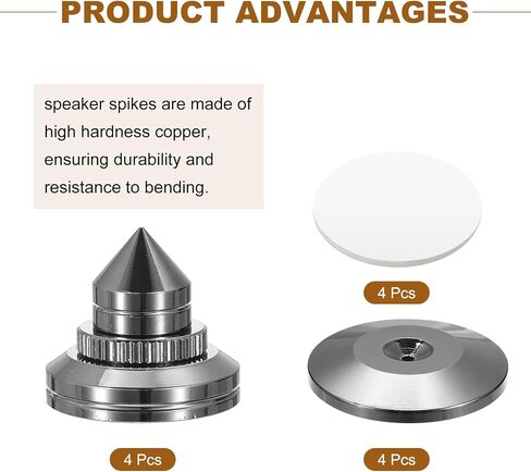 MECCANIXITY 4pcs Black Speaker Spike Kit Shockproof Adjustable Copper Speaker Spike Isolation with Speaker Spikes Pads Mat,Double-Sided Adhesive for Subwoofer CD DVD Audio Amplifier Recorder in Saudi Arabia