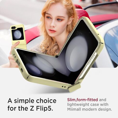 Miimall Shockproof Case for Samsung Galaxy Z Flip5 Case with Hinge Protection, Silky Liquid PC Bumper, Ultra-Thin Free Folding, Full Body Shockproof Cover Case for Galaxy Z Flip5 5G 2023 Yellow in Saudi Arabia