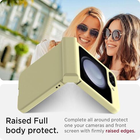 Miimall Shockproof Case for Samsung Galaxy Z Flip5 Case with Hinge Protection, Silky Liquid PC Bumper, Ultra-Thin Free Folding, Full Body Shockproof Cover Case for Galaxy Z Flip5 5G 2023 Yellow in Saudi Arabia