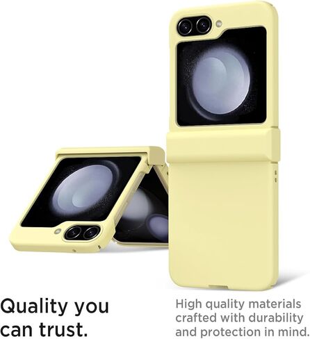 Miimall Shockproof Case for Samsung Galaxy Z Flip5 Case with Hinge Protection, Silky Liquid PC Bumper, Ultra-Thin Free Folding, Full Body Shockproof Cover Case for Galaxy Z Flip5 5G 2023 Yellow in Saudi Arabia