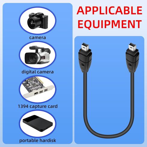 RIIEYOCA 1.8M IEEE 1394 Firewire 4-Pin male to 4-Pin male cable, iLink Adapter Converter Cord for Digital Camera, Camcorder, Laptop, DV, Black in Saudi Arabia