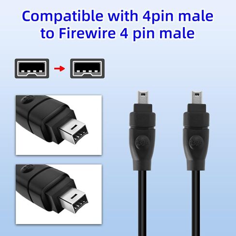 RIIEYOCA 1.8M IEEE 1394 Firewire 4-Pin male to 4-Pin male cable, iLink Adapter Converter Cord for Digital Camera, Camcorder, Laptop, DV, Black in Saudi Arabia