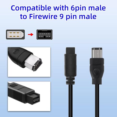 RIIEYOCA 1.8M IEEE 1394 Firewire 4-Pin ذكر إلى 4-Pin كابل ذكر، iLink محول محول سلك للكاميرا الرقمية، كاميرا الفيديو، الكمبيوتر المحمول، DV، أسود in Saudi Arabia
