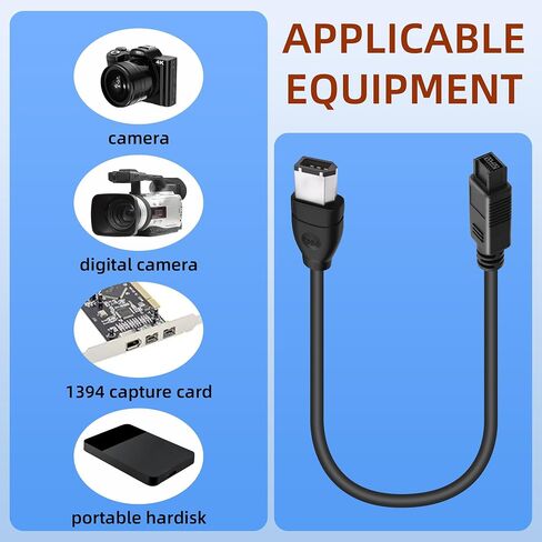 RIIEYOCA 1.8M IEEE 1394 Firewire 4-Pin ذكر إلى 4-Pin كابل ذكر، iLink محول محول سلك للكاميرا الرقمية، كاميرا الفيديو، الكمبيوتر المحمول، DV، أسود in Saudi Arabia
