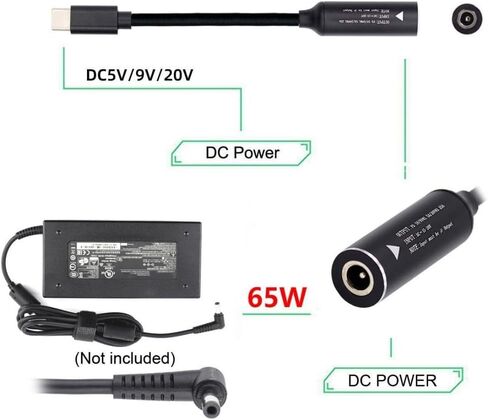 4.5mm Laptop Charging Adapter Female DC 4.5 x 3.0mm to Male Type C for HP 65W USB-C Laptop Charger in Saudi Arabia