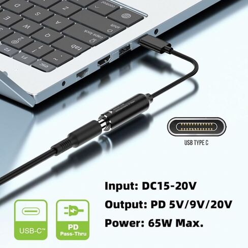 4.5mm Laptop Charging Adapter Female DC 4.5 x 3.0mm to Male Type C for HP 65W USB-C Laptop Charger in Saudi Arabia
