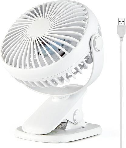 Small Portable Clip on Fan, USB Fan for Bed Office Dorm Camp Stroller, 2-Speed Adjustment, 360° Rotation, White in Saudi Arabia