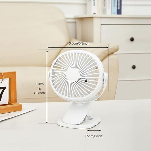 Small Portable Clip on Fan, USB Fan for Bed Office Dorm Camp Stroller, 2-Speed Adjustment, 360° Rotation, White in Saudi Arabia