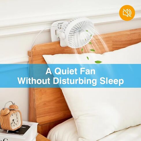 Small Portable Clip on Fan, USB Fan for Bed Office Dorm Camp Stroller, 2-Speed Adjustment, 360° Rotation, White in Saudi Arabia