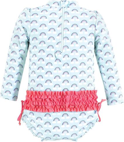 Hudson Baby Baby Girl's Rashguard Toddler Swimsuit, Cloudy Rainbow, 6-7 Years in Saudi Arabia