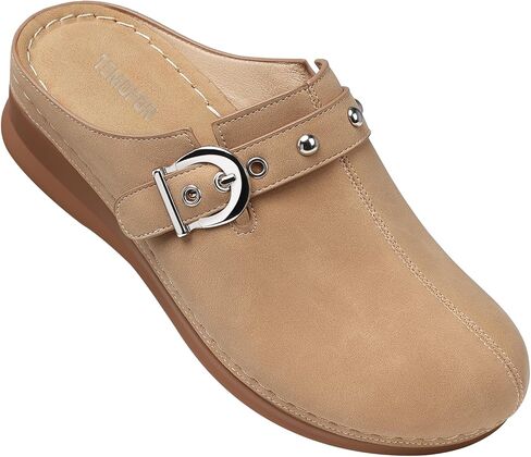 TEMOFON Clogs for Women Slip on Mules: Walking Comfortable, Non Slip, Closed Toe Sandals, Casual Summer Shoes Black Navy Brown Size 5-11 in Saudi Arabia