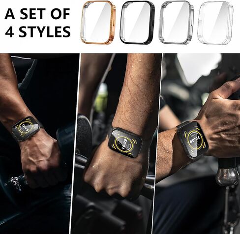Suoman 4 Pack Screen Protector Case for Amazfit Bip 5, All-Around Protective Soft TPU Flexible Bumper Screen Protective Case for Amazfit Bip 5 Smartwatch (Black+Rose Gold+Pink+Clear) in Saudi Arabia