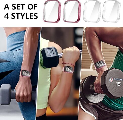 Suoman 4 Pack Screen Protector Case for Amazfit Bip 5, All-Around Protective Soft TPU Flexible Bumper Screen Protective Case for Amazfit Bip 5 Smartwatch (Black+Rose Gold+Pink+Clear) in Saudi Arabia