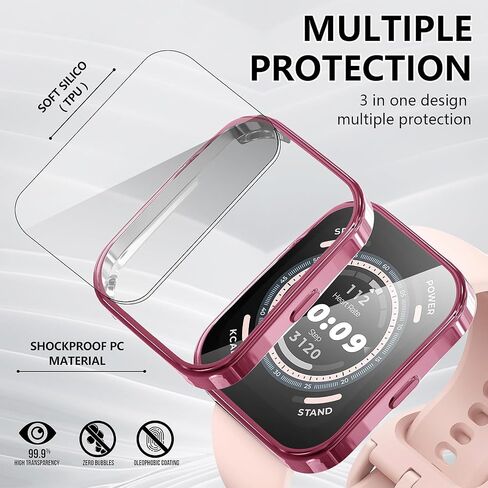 Suoman 4 Pack Screen Protector Case for Amazfit Bip 5, All-Around Protective Soft TPU Flexible Bumper Screen Protective Case for Amazfit Bip 5 Smartwatch (Black+Rose Gold+Pink+Clear) in Saudi Arabia