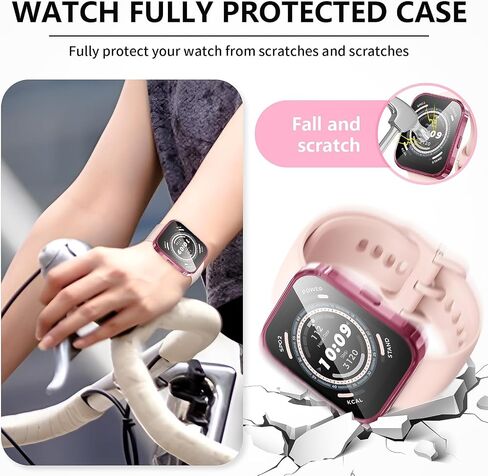 Suoman 4 Pack Screen Protector Case for Amazfit Bip 5, All-Around Protective Soft TPU Flexible Bumper Screen Protective Case for Amazfit Bip 5 Smartwatch (Black+Rose Gold+Pink+Clear) in Saudi Arabia