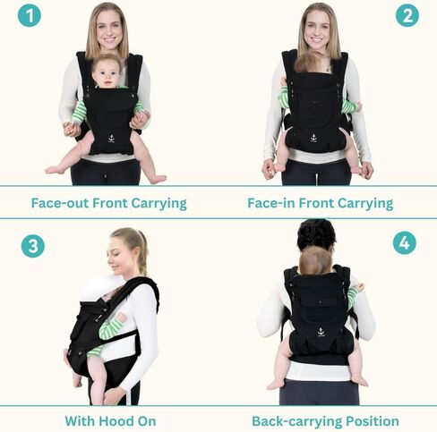 All-Season Ergonomic Baby Carrier, Breathable Baby Carrier Newborn to Toddler (8-33lbs), Toddler Carrier, Infant Carrier with Temperature Control Panel Design (Olive Black) in Saudi Arabia