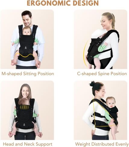 All-Season Ergonomic Baby Carrier, Breathable Baby Carrier Newborn to Toddler (8-33lbs), Toddler Carrier, Infant Carrier with Temperature Control Panel Design (Olive Black) in Saudi Arabia