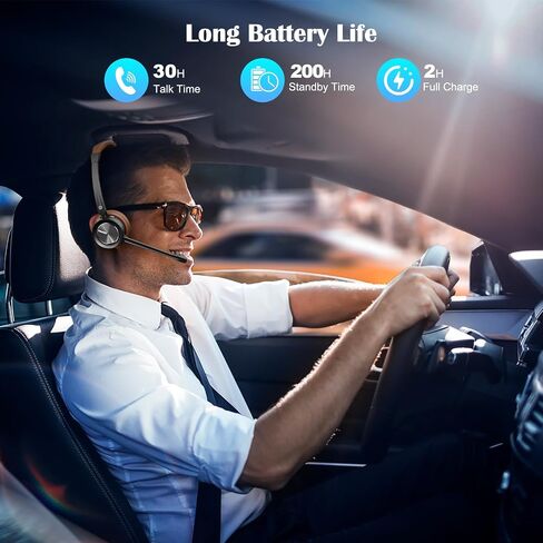 MAIRDI Wireless Headset with Microphone for Work, Trucker Bluetooth Headset for Cell Phone PC Office, Dual Wireless Bluetooth Headset 5.1 Multipoint for Teams Home Work Driver in Saudi Arabia